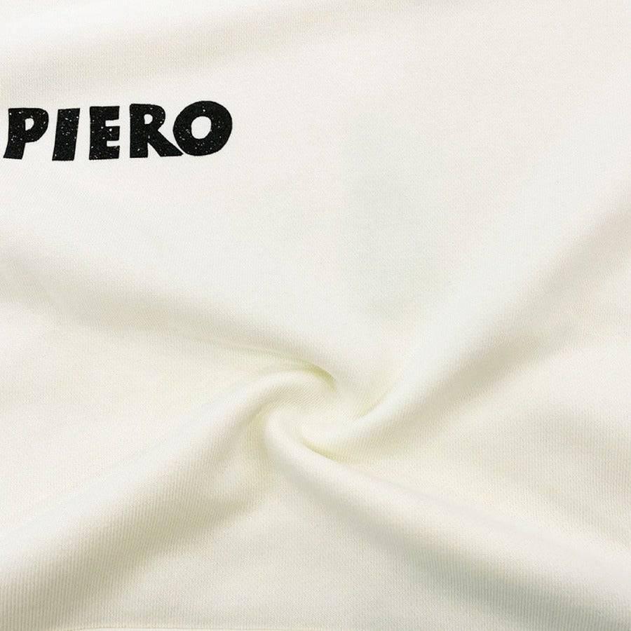 Slim Fit Hoodie Abstract Pierrot Off White Heavy Organic Cotton - PIERO Luxury Design