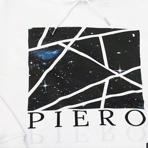 Slim Fit White Hoodie GALAXY Design Organic Heavy Cotton - PIERO Luxury Design